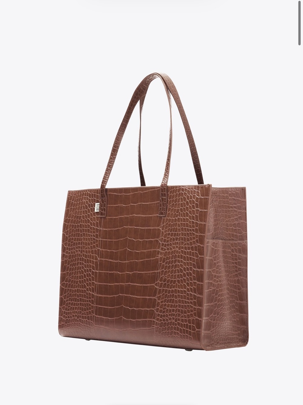 BEIS Croc-Embossed Chestnut Tote